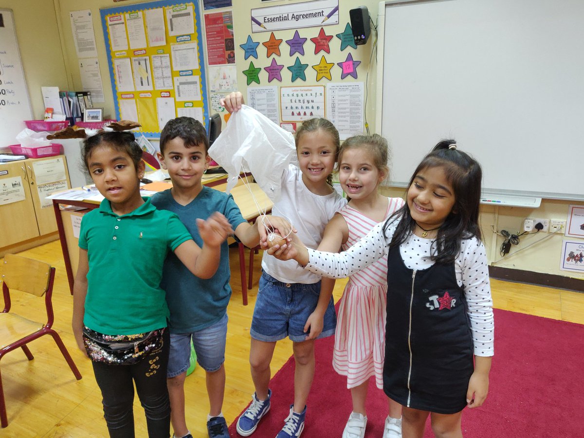 RWA_Grade1's tweet photo. We made parachutes out of different materials to see which would protect an egg the best! #rwagrade1 #rwadubai #rwascience https://t.co/uhshPD5v3x
