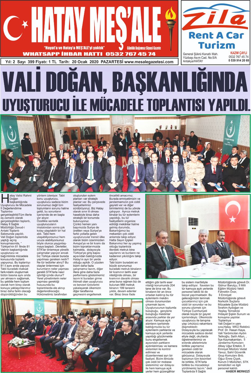 CAYLIKAZIM's tweet photo. 20/01/2020 HATAY MEŞ'ALE GAZETESİ https://t.co/sQphYgosVR