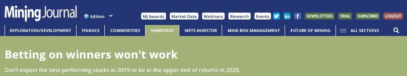 eimcapital's tweet photo. My first @MiningOnline column for 2019: Why the best performing #ASX #mining and #exploration stocks in 2019 won't do as well in 2020 #investing https://t.co/6W0uzmLjJt’t-work https://t.co/xJcHOGrSc5