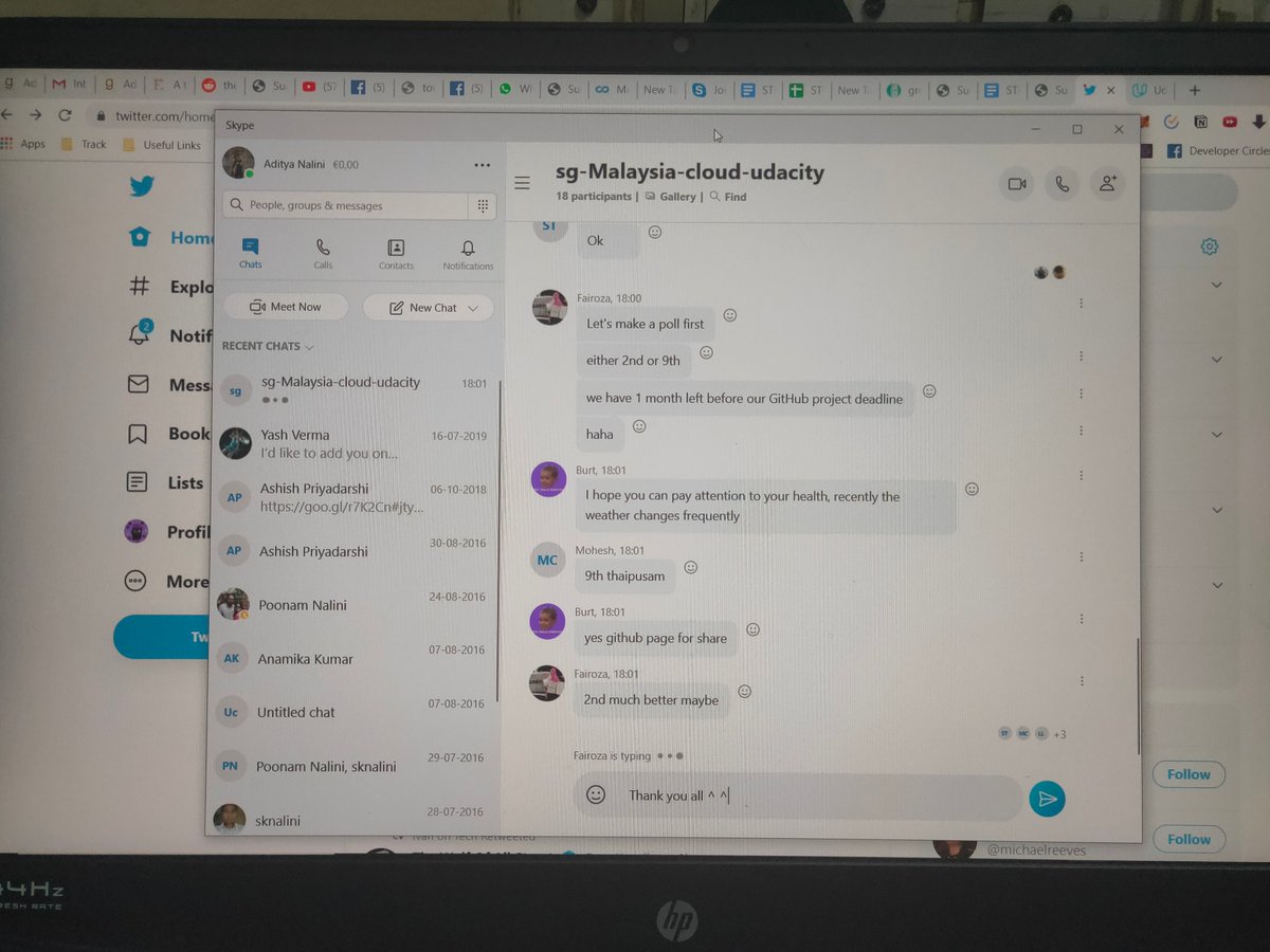 adinalini's tweet photo. Really enjoying the study jam initiative in the @udacity's Bertelsmann Cloud Challenge. What an active and engaging community! Really enjoyed this Skype meetup with Malaysian study group π
#UdacityTechScholars #PoweredByBertelsmann
#CloudIsTheLimit #BingeLearning
#StudyJamFam https://t.co/P7TMSSTDYG