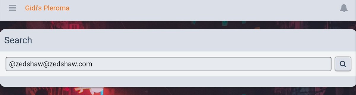 Search bar. With a remote account's handle entered