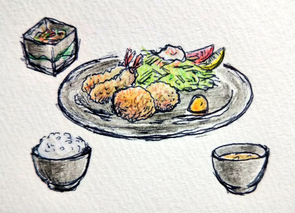 ヤムポム 美味いイラスト ものづくり これはヒレカツとエビフライ定食 イラスト 食べ物 趣味 イラスト好きな人と繋がりたい T Co Vbaktdpizj Twitter
