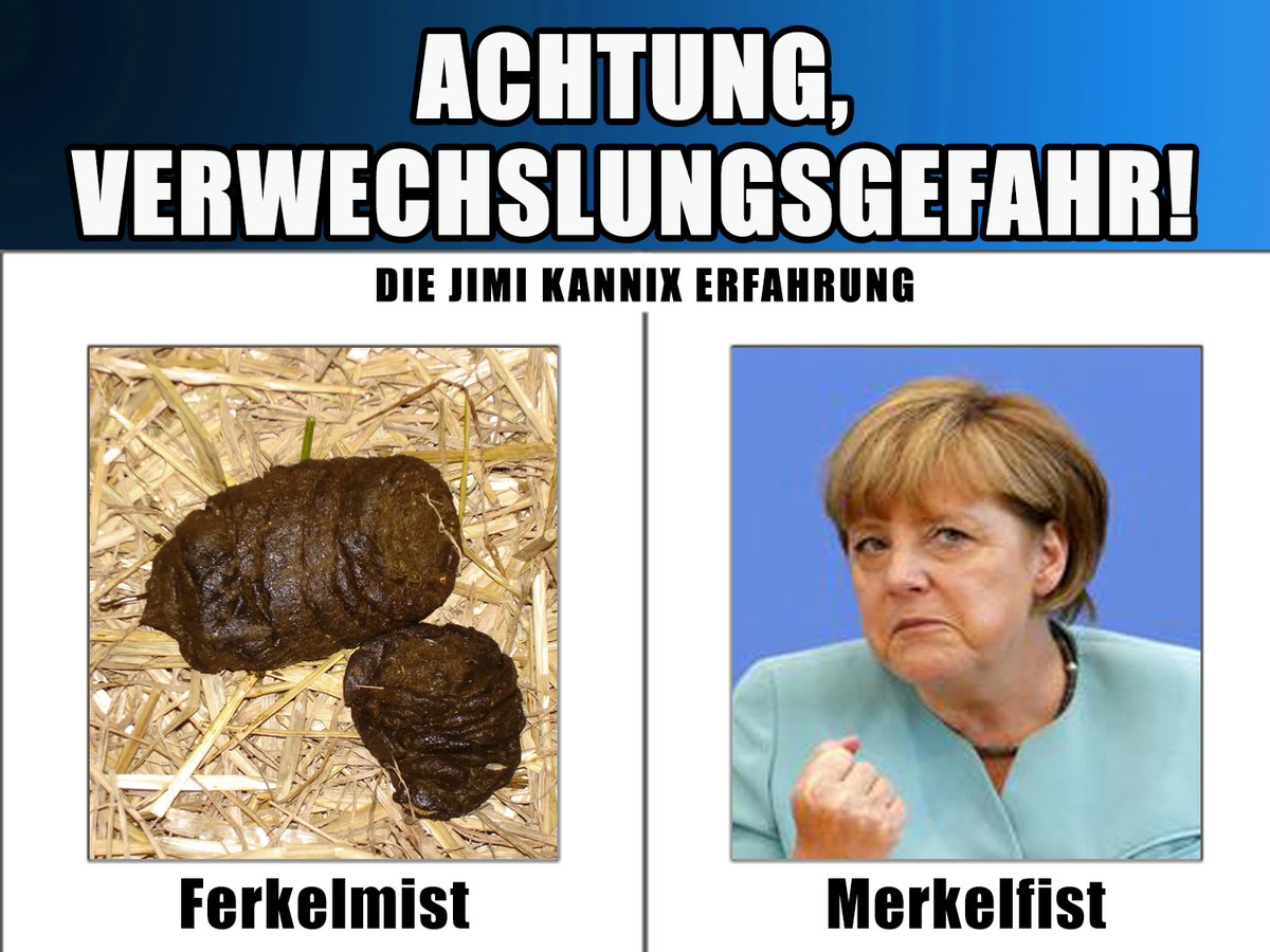 JimiKannix's tweet photo. "Ferkelmist vs. Merkelfist" // Die Jimi Kannix Erfahrung https://t.co/MytD7Jq2Wg