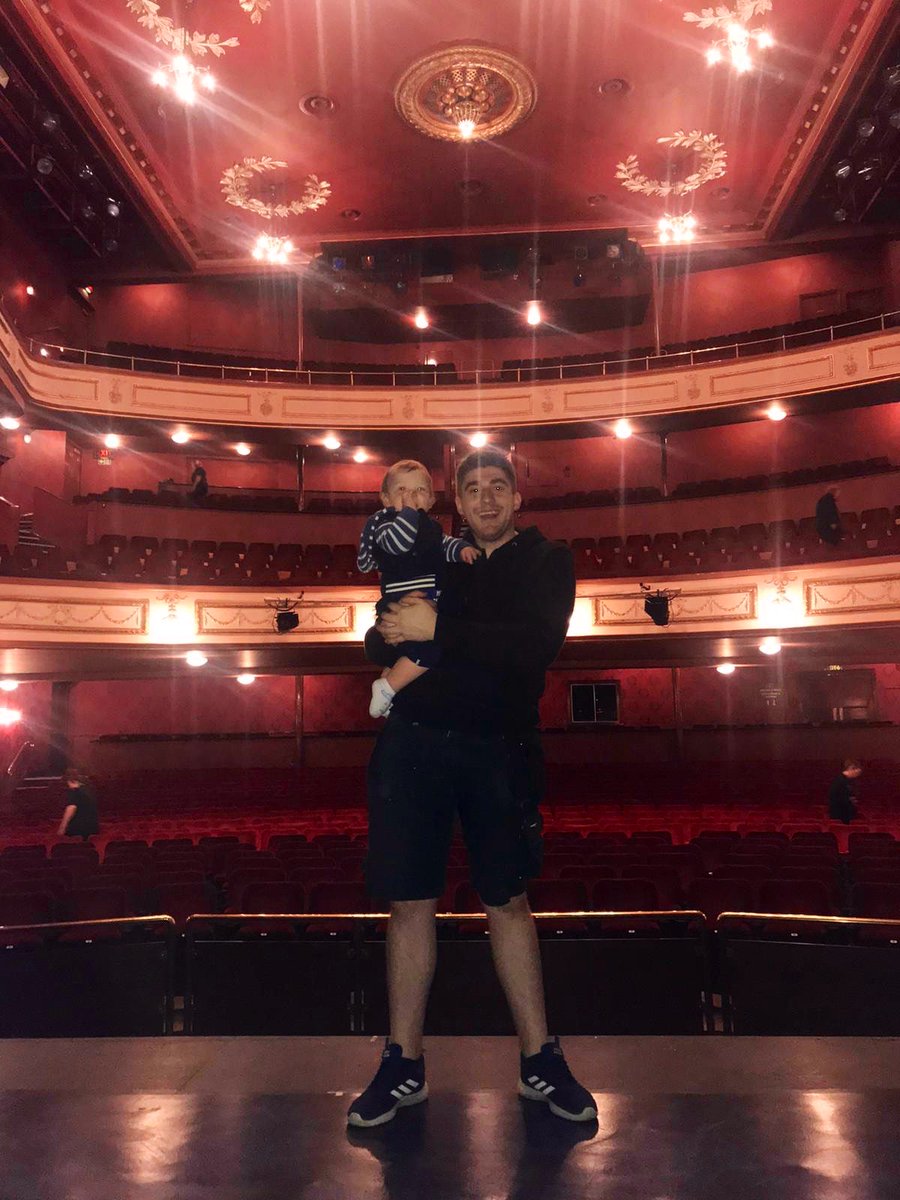 oshgriffiths's tweet photo. It’s ‘Freddie comes to work day’ as we finish our run of @ROTBLive at Cardiff New Theatre. #futurestagemanager #uncle #theresroomonthebroomforfreddie https://t.co/Oxj4xiBpjb