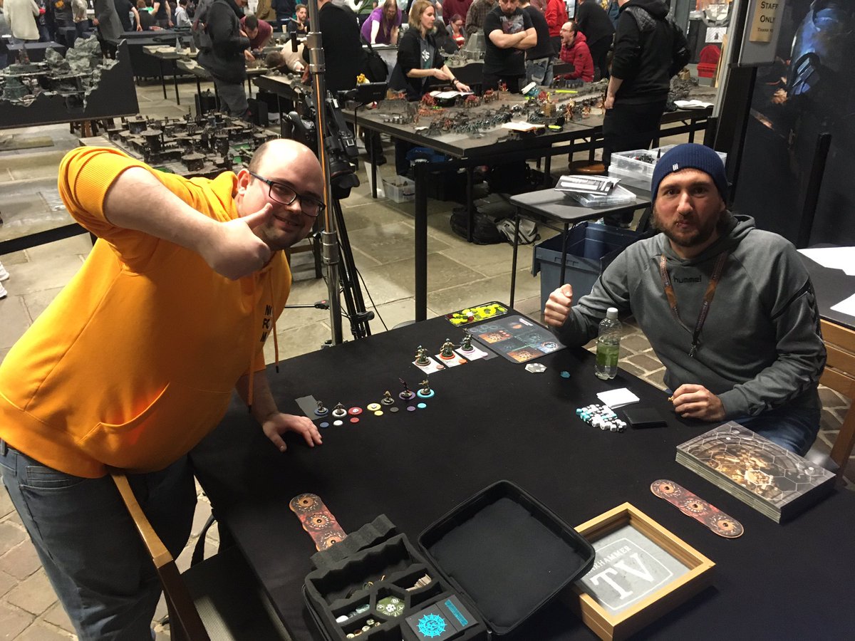 nick_bayton's tweet photo. It’s Grymwatch (Sandro) versus Stormsire’s Cursebreakers (Frederick) in the #WarhammerUnderworlds Grand Clash Final! It starts at 16:15 (UK time) over at https://t.co/ay3JDwcOHV https://t.co/vEdmGCV8qu