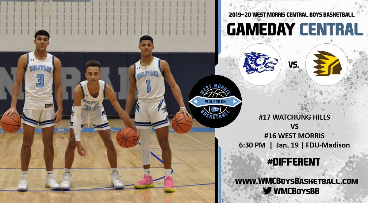 WMCBoysBB's tweet photo. IT’S GAMEDAY CENTRAL!
#16 @WMCBoysBB (10-0) vs #17 Watchung Hills (13-1) in the Believe In A Cure Classic 6:30 pm at FDU-Madison. #DIFFERENT #GoWMC #PACK @MikeKinneyHS @Richard_V_Greco @kminnicksports @HSSportsNJ @AmitBatraHS @dailyrecordspts @MorrSussSports @MaxPreps #njhoops https://t.co/54yKqvaUWn