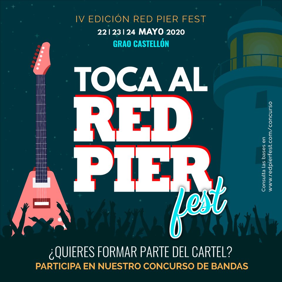 ¡Ya tenemos los concursantes elegidos! 🤗🤗

Los grupos Les Cactus, Plum, Viridian, Red Smoke, Yo vivo Navegando y Back to the hills competirán por aparecer en el #RedPierFest2020 

¡Pronto os informaremos de sus actuaciones! Enhorabuena y mucha suerte 😉😉