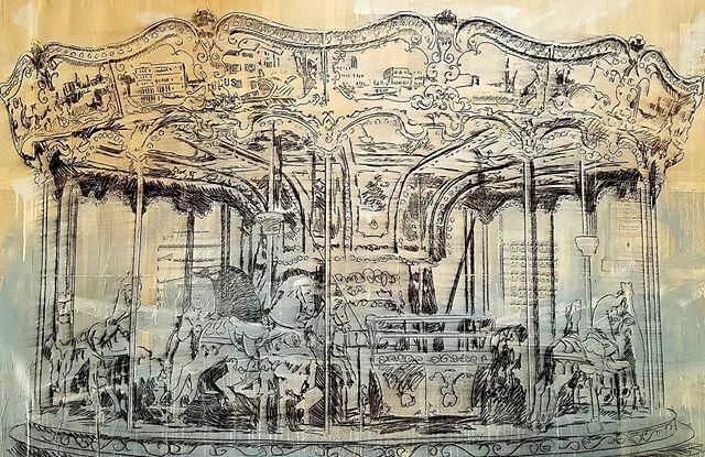 BenjaminFreyArt's tweet photo. I'm showing this 48"x84" #carousel, along with a bunch of fresh new #paintings at the @beauxartsfestival put on by the @loweartmuseum in #coralgables this weekend. So if you're in the #miami area, come on over and check it out.
.
"Carousel Lights"
#mixed… https://t.co/sXGUQR1Wg7 https://t.co/LUq9apZnwt