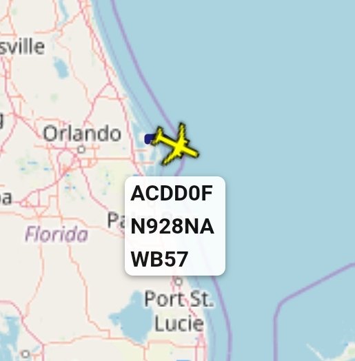 is_keelu's tweet photo. NASA
Martin/General Dynamics WB-57F Canberra
Spotted off the coast of #Florida
#N928NA #ACDD0F #WB57 https://t.co/ewIUas5HmY