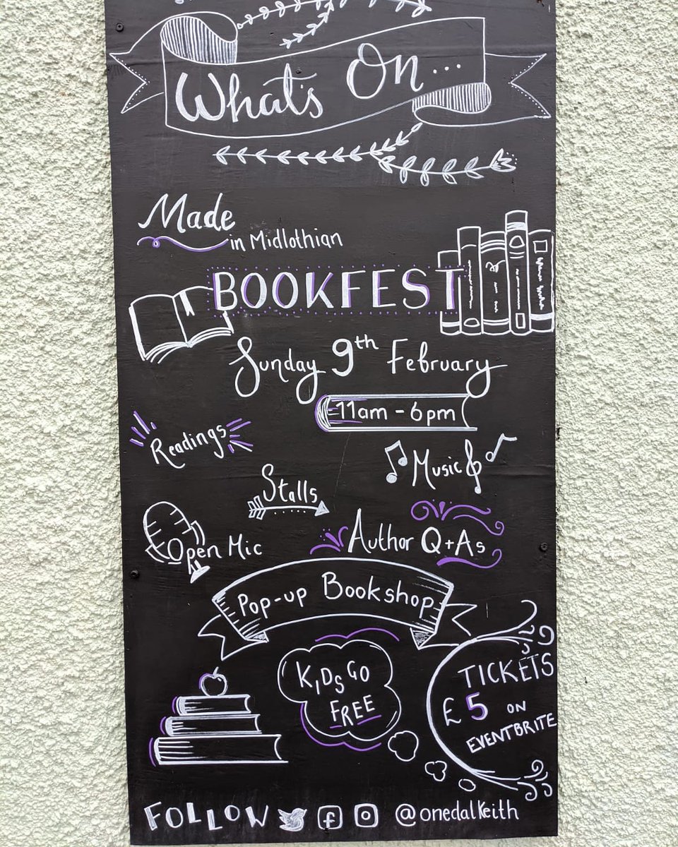 onedalkeith's tweet photo. 📚BOOKFEST📚 SUN 9th FEB, 11am- 6pm 📚

@Madeinmidlothian are hosting a new event bringing readers and writers of all ages together for entertainment and discussion! Nusic, stalls, author Q&amp;As, open mic, readings, street food and a pop-up book shop!  

Tickets on Eventbrite. https://t.co/SgYewVW7wO