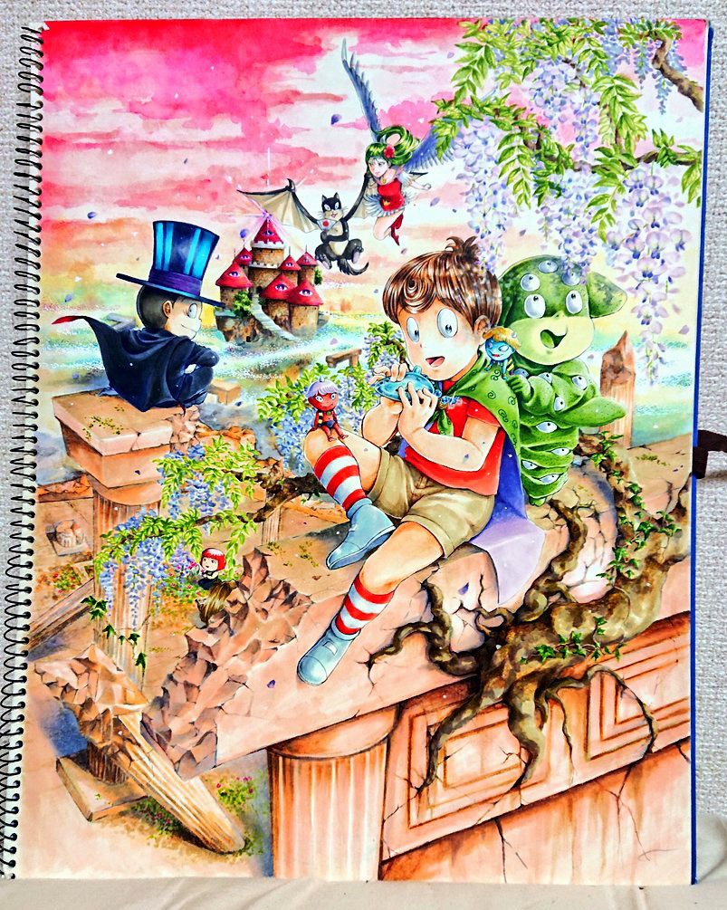 昨年の水木プチオンリー「ゲゲ魂2カレンダー」に掲載したイラストです。
5月の埋れ木悪魔くん担当でした。
掲載されたものは1:1でしたが、元々の原画はF6サイズのフルアナログでした。
#コピック 