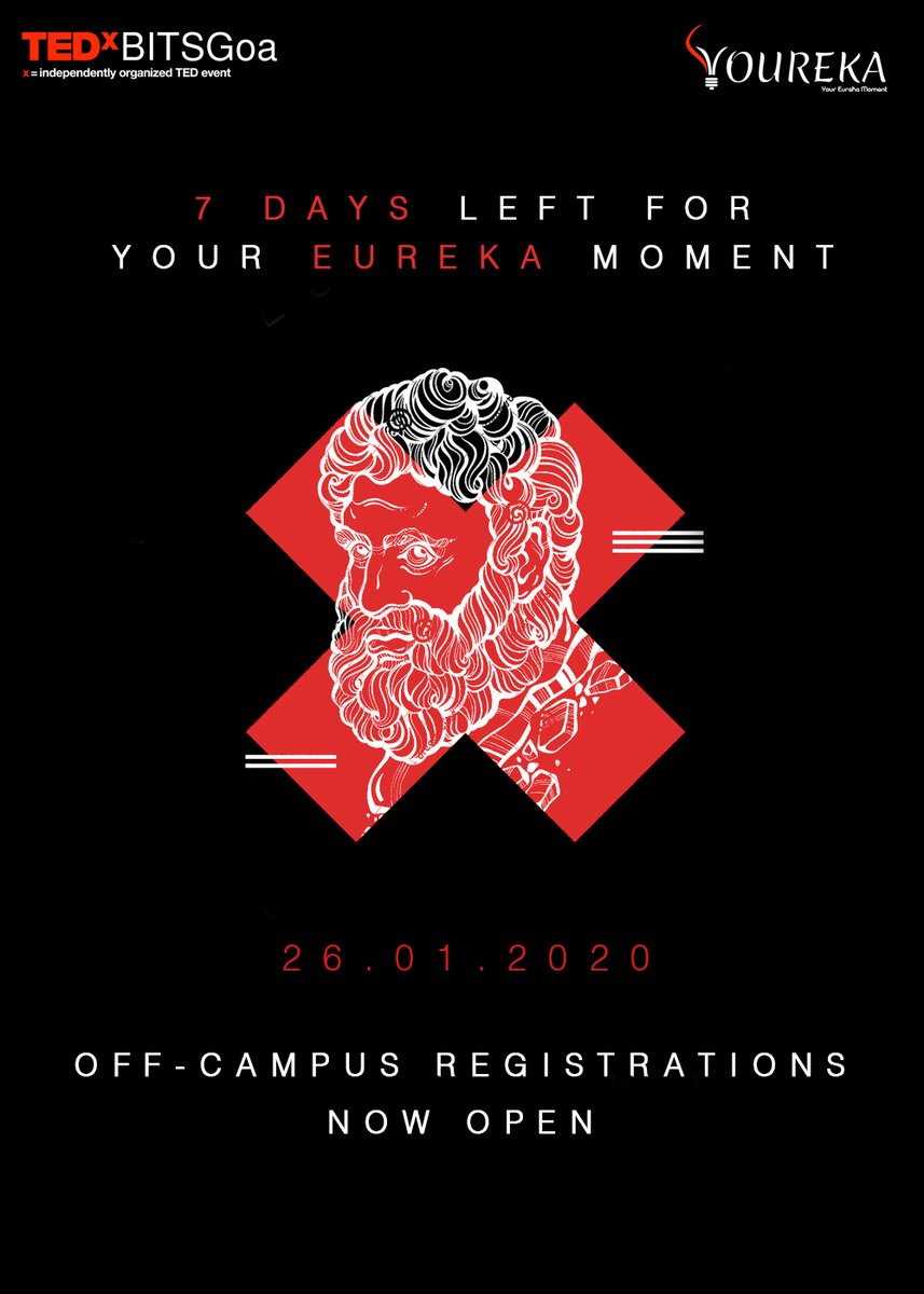 TEDxBITSGoa's tweet photo. 7 days to go for the eleventh edition of the TEDxBITSGoa conference!
Registration link for off-campus attendees: https://t.co/64IWKBzgIR

#TEDx #TED #TEDtalk #Goa #Talk #Speakers #BITSPilani #BITSGoa #Ideas https://t.co/E9rMqGQ2j8