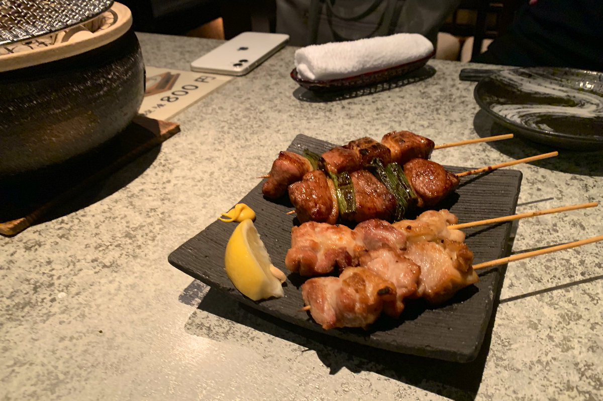ゆーみん 知り合いの設計士さんと 京都の丸太町にある 串まんま 写真は九条ねぎと鴨肉 赤地鶏の焼き鳥 焼き鳥に限らず サイドメニューも美味しいのでおすすめのお店です 将来の話っていいね