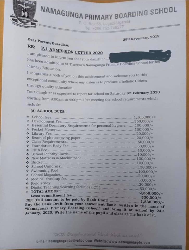 Lcmuha's tweet photo. School fees for a Primary One pupil 😳 https://t.co/IUWZ4Kbjh3
