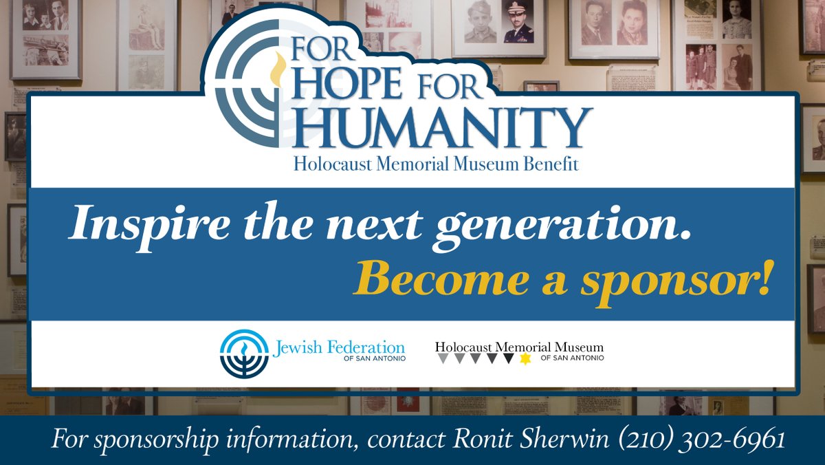 Make your impact in our community today! Become a sponsor for the Holocaust Memorial Museum's For Hope For Humanity Benefit coming up on March 25. Visit bit.ly/forhope2020 for more info. 😊 #ForHope2020 #HMMSA