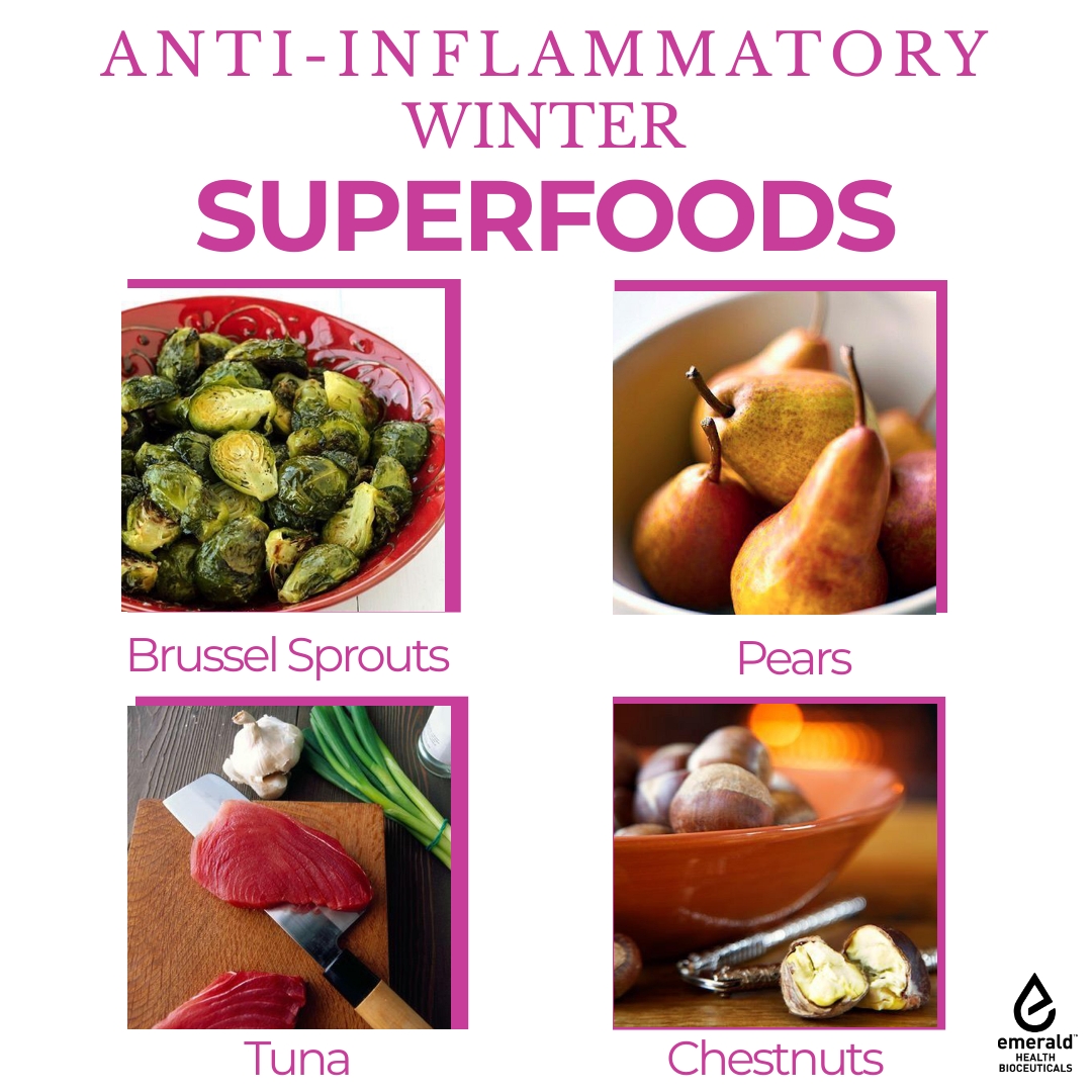 Winter can be tough on the body, causing #pain and #inflammation, however these seasonal foods with known #antiinflammatory properties can you to fight the pain and stay healthy. 
#tuna #pears #brusselsprouts #chestnuts #superfoods