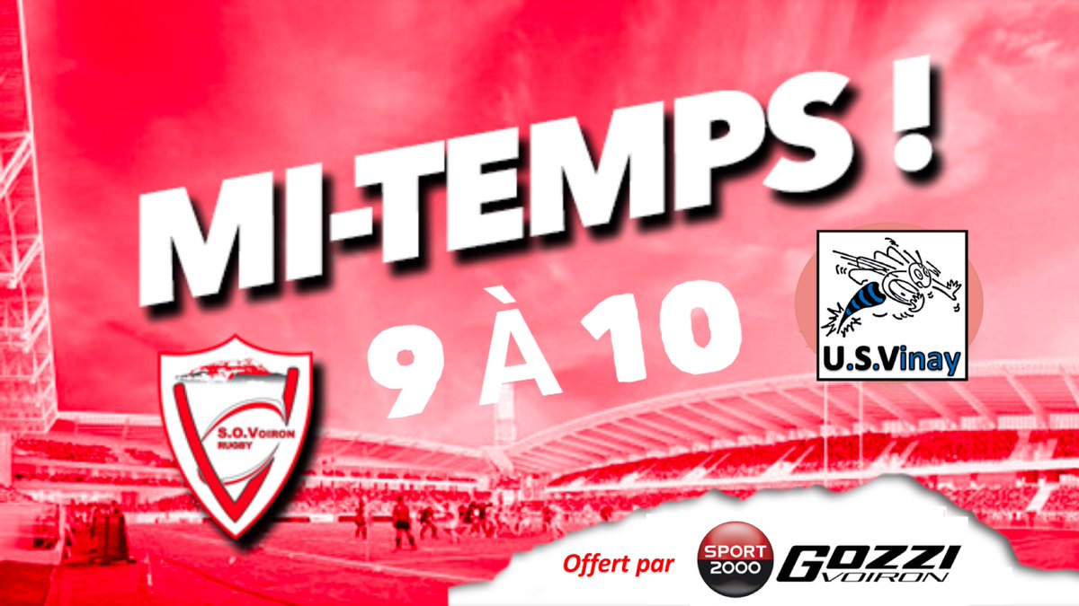 Dur dur #SOV on va le faire Encore une mi temps Encore pas de chance ?????😡😡😡on y croit 🔴⚪️🏉❤️❤️❤️❤️