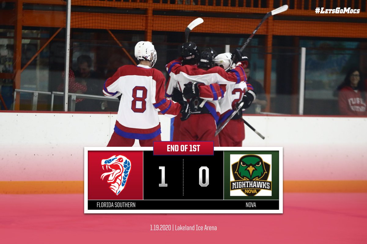 End of the 1st and the Mocs lead over NOVA 1-0. #StrikeFear #LetsGoMocs #LakelandIceArena #BauerHockey #AdidasHockey