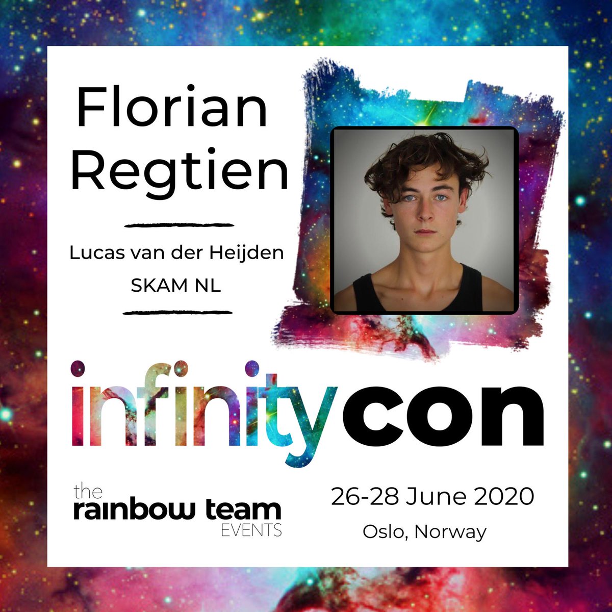 We are honored to announce 🌟 FLORIAN REGTIEN 🌟 as our first guest for InfinityCon 2020! We can’t wait for him to join us in Oslo in June. 🧡 Are you excited to meet Florian? Who else do you want to see as a guest? Let us know in the comments. #thertevents #therainbowteamevents