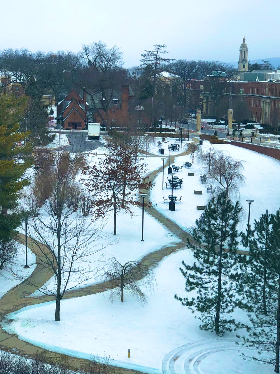 beth_elacqua's tweet photo. Weather-induced remote office-ing reveals blue snow edges on @penn_state campus. Hopefully @psu_chemistry area is just as blue...! #SundayMotivation #ProfLife #Manuscripting #Chemistry https://t.co/W9HoTYbsB8