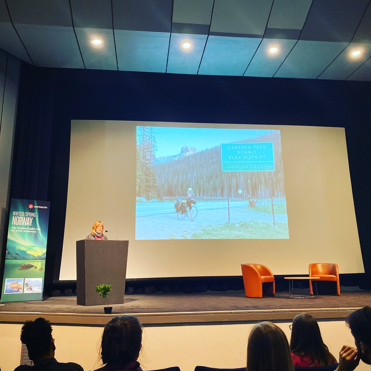 Known for travelling across the entire of South America on a bamboo bike! 🙌🏼 <a href="/CarbonCycleKate/">Kate Rawles</a> #carboncycle #ATS2020 @HurtigrutenUK