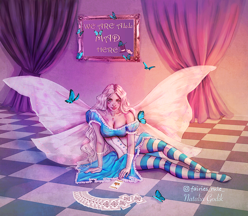 fairies_rule's tweet photo. Finally finished this picture of Alyssa in Alice costume!👗 It took so much time, but I'm glad how it turned out compared to the 2018 version🦋
@aghowardwrites #AliceInWonderland #Splinteredseries #Splintered #digitalart #illustration #Wonderland #Fairy https://t.co/NROtKk939O