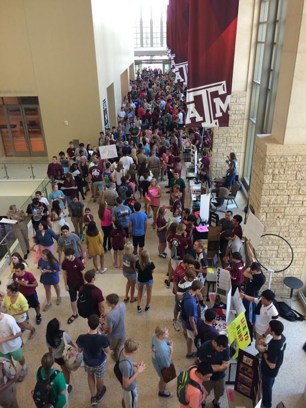 TAMU's tweet photo. MSC Open House is today from 1-5 p.m.! Learn how to get involved at #TAMU in one of the 1,000+ student organizations. https://t.co/7bgADcHjN9 https://t.co/URxmxtOZD7