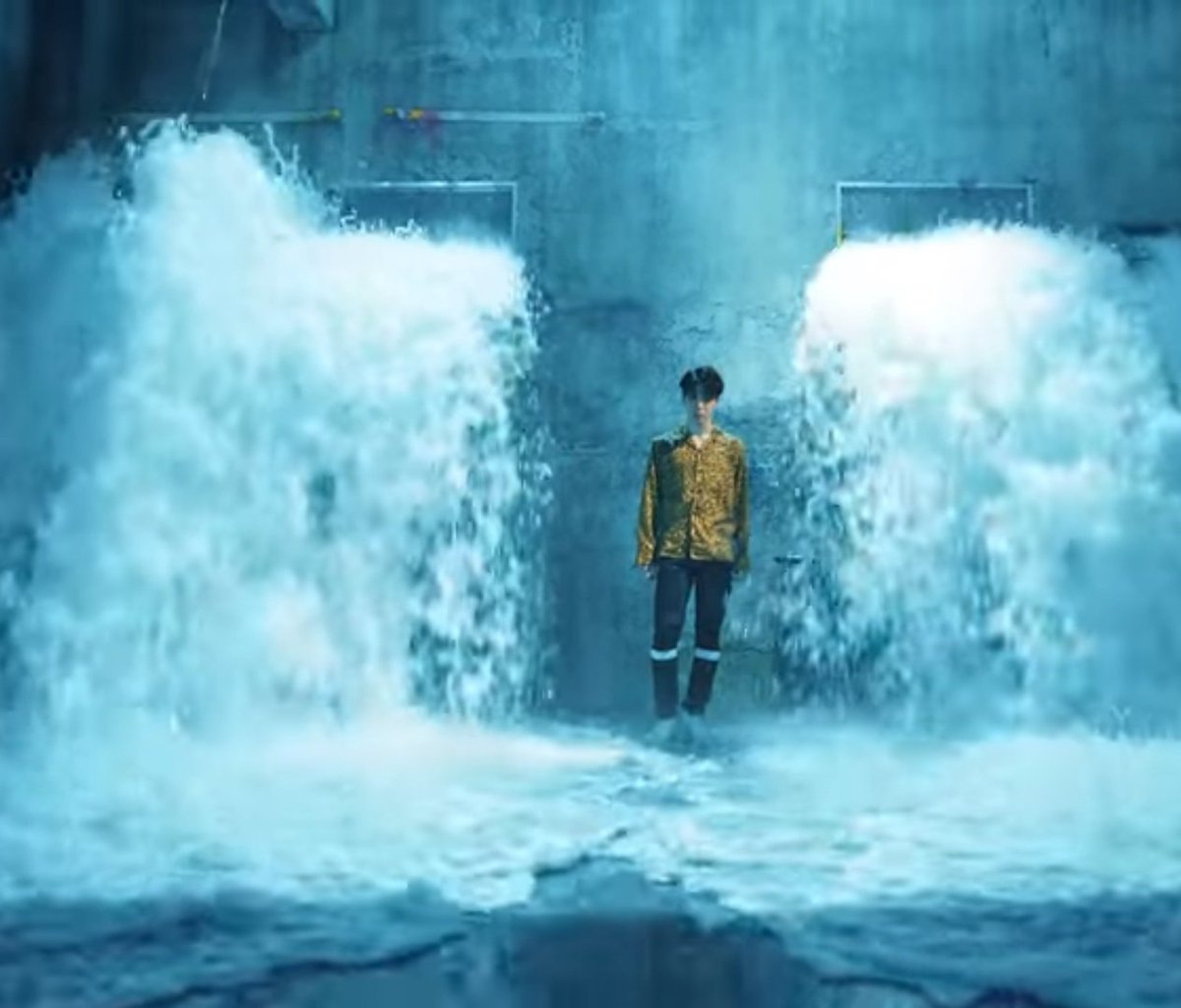 Jimin's shot reminded me of INU in which he's drowning in water and also he's associated with water quite often. He performs INU for his solo stage.