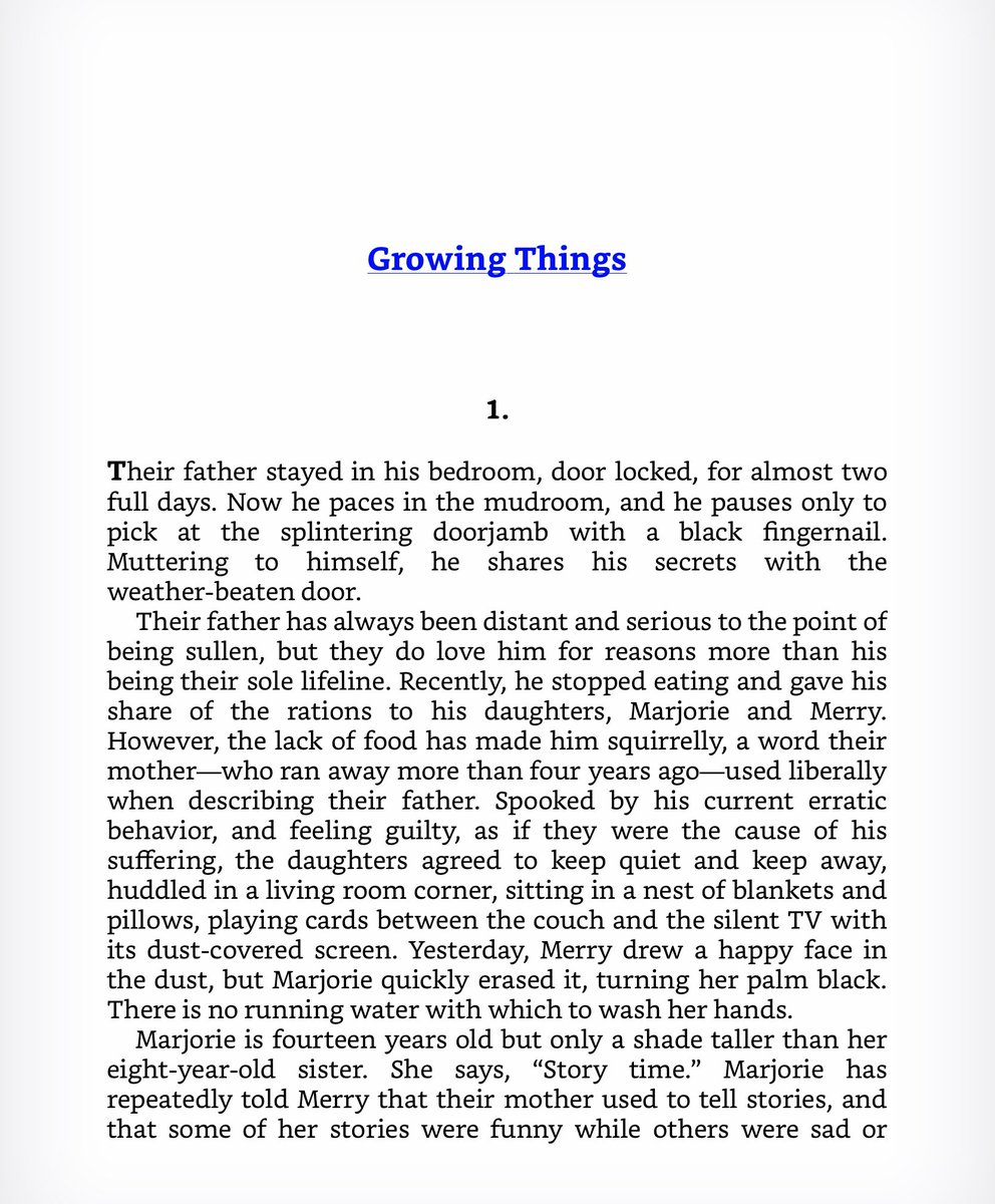 1/19/2020: “Growing Things” by  @paulGtremblay, the title story of his new collection from  @WmMorrowBooks.