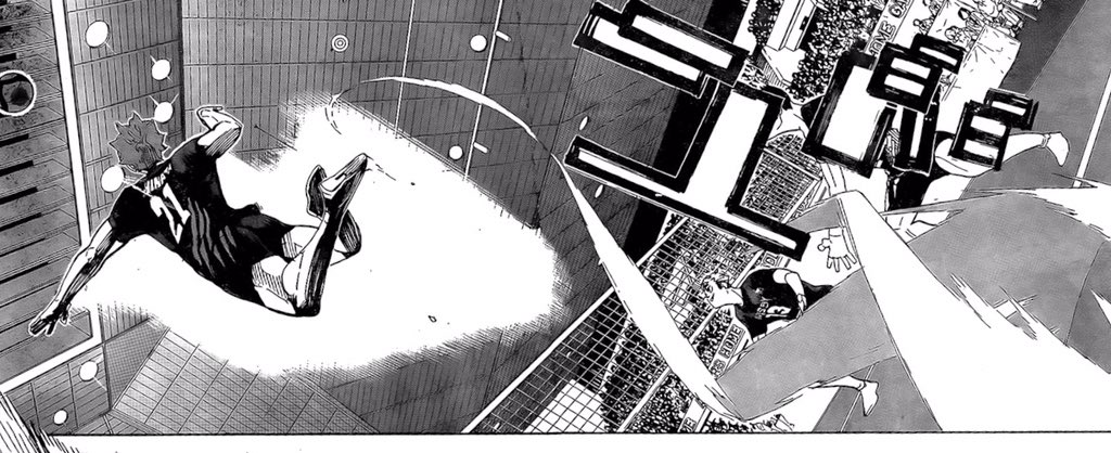 HQ CHAPTER 380 SPOILER:
-
-
-
-
I`m more than sure that Hinata can easily jump over the net at this point. This man doesn't even jump anymore. He flies. 