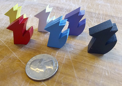 firewouldburn's tweet photo. A little free time + access to a laser cutter + paint from an old project → homemade fox meeples! https://t.co/R5r9T3ASEi
