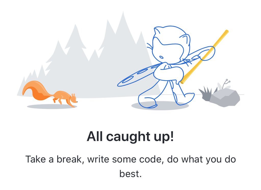 GitHub illustration: “All caught up!”