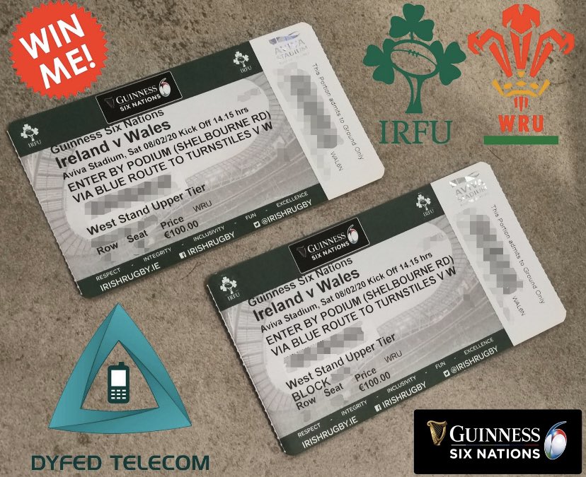 Dyfed_Telecom's tweet photo. 🏉 🏴󠁧󠁢󠁷󠁬󠁳󠁿 🇮🇪 ** COMPETITION TIME ** 🇮🇪 🏴󠁧󠁢󠁷󠁬󠁳󠁿 🏉 

Win a pair of IRELAND vs WALES rugby tickets for their match in Dublin on Sat the 8th Feb!!

For the chance to win, all you have to do FOLLOW, LIKE, RETWEET.
We will select a winner at random on Saturday the 1st February. Good luck!🤞🏻 https://t.co/iMfIqZSpXw