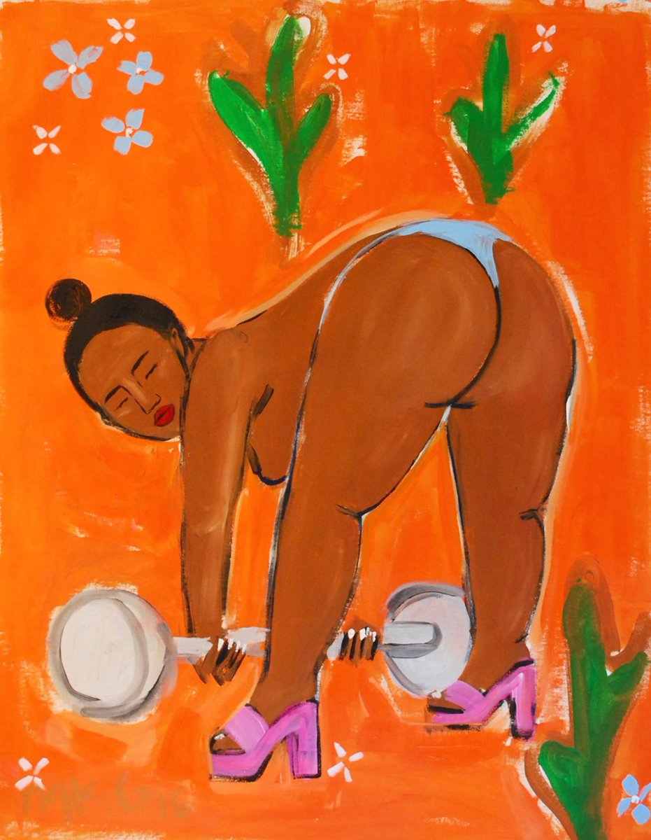 Paintings by Atlanta-based Mexican-Korean artist Monica Kim Garza, 2010s, known for her playful, celebratory, and often confrontational female nudes