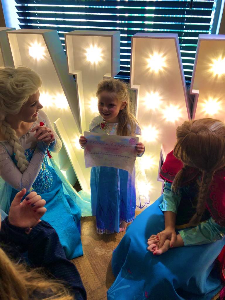 radiochelsea's tweet photo. How did our baby girl get so big 😔 
It’s not Minnies actual birthday until Tuesday but today it was her Frozen Party. 
Elsa, Anna, her name in LIGHTS @LettersCeleb her Frozen themed sweet cart @CartsByHelen just made her day! We are now drowning in gifts x @benpostma https://t.co/abxrxJNQZv