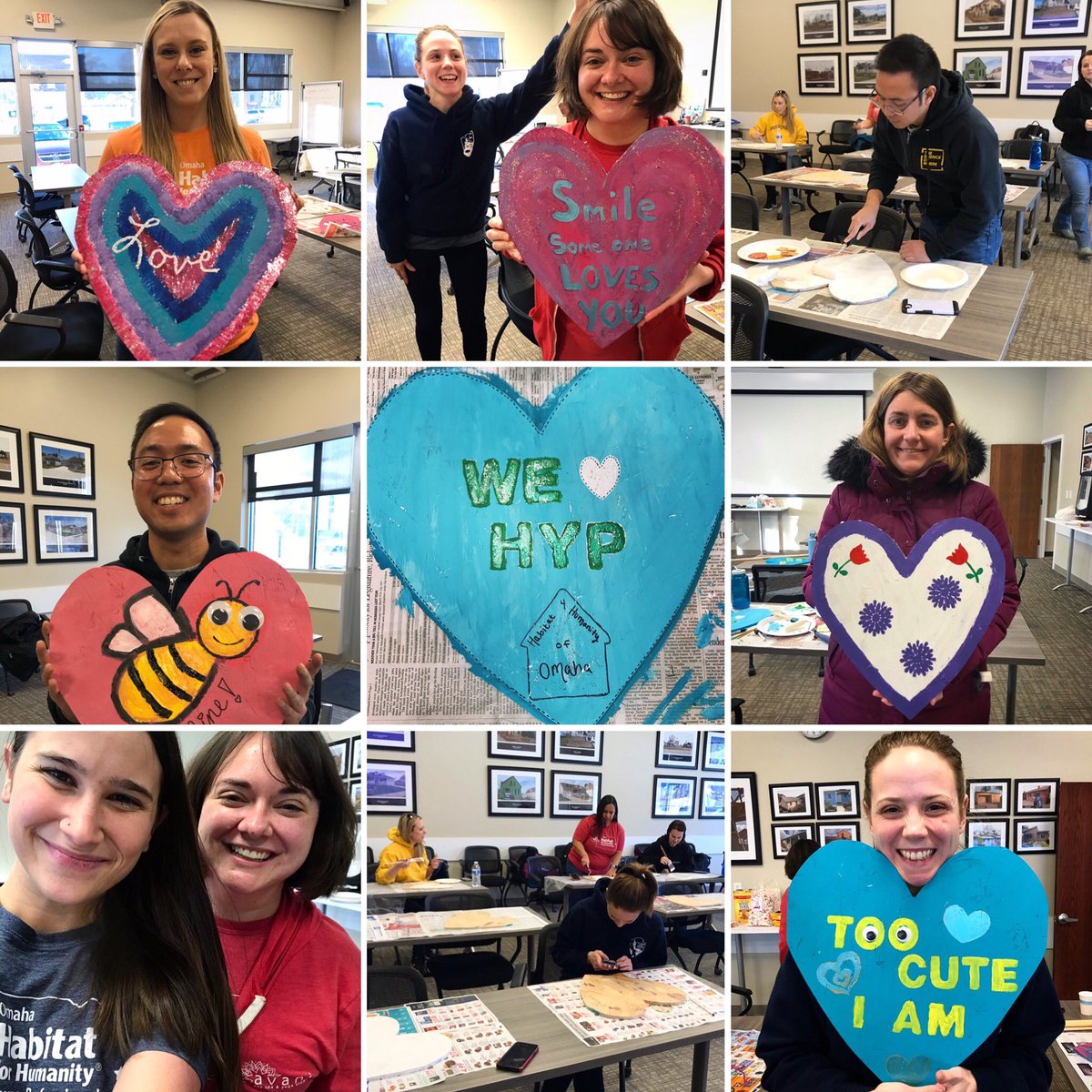 Habitat YP’s getting creative at the Hearts for Yards #DIY event yesterday &amp; making some colorful cheer during this glum, grey weather!! 🎉❤️🎨 #habitat402 #heartsforyards #wedontcoast