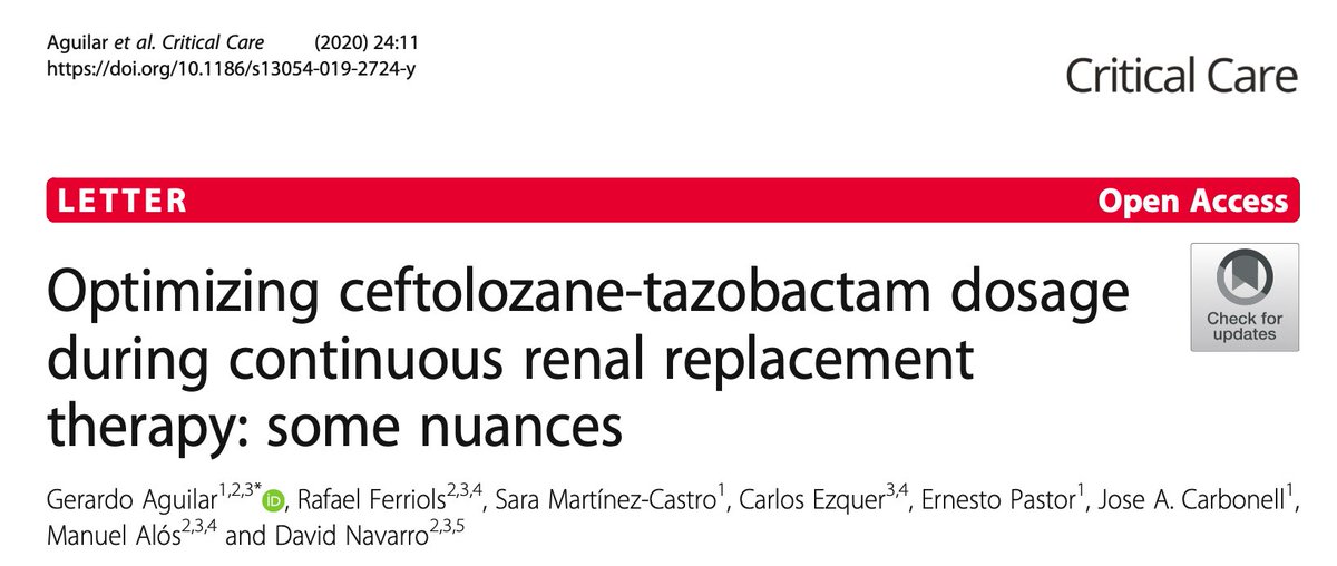 Beta-lactams (BL) dosing recommendations are often based on data from healthy patients or with less severe infections and without extracorporeal devices. Real-world data on BL-PK in these patients are needed @jasonroberts_pk @chubrugmann @anestesiavalen @Crit_Care @ISICEM