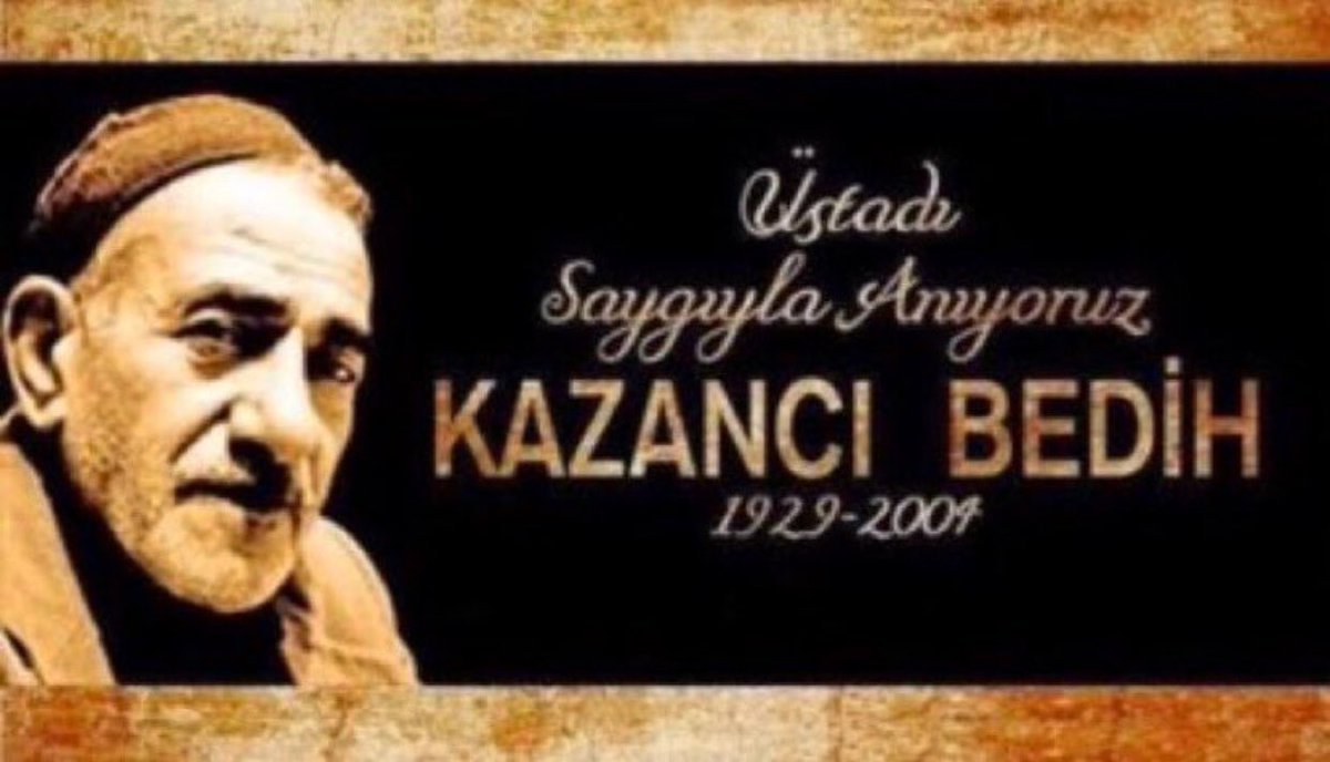 Şanlıurfa'mızın yetiştirdiği en önemli değerlerden biri olan ünlü Gazelhan Kazancı Bedih'i, vefatının 16. yılında saygıyla ve rahmetle anıyorum.  #KazancıBedih • Sanatçılara örnek oldu
• Sıra gecelerini meşhur etti
• Herkes için "Pir" oldu
 <a href="/byildiz63/">Bahattin Yıldız 🇹🇷</a> <a href="/saitagann/">Sait AĞAN</a> <a href="/MetinBaydilli/">Metin BAYDİLLİ</a>
