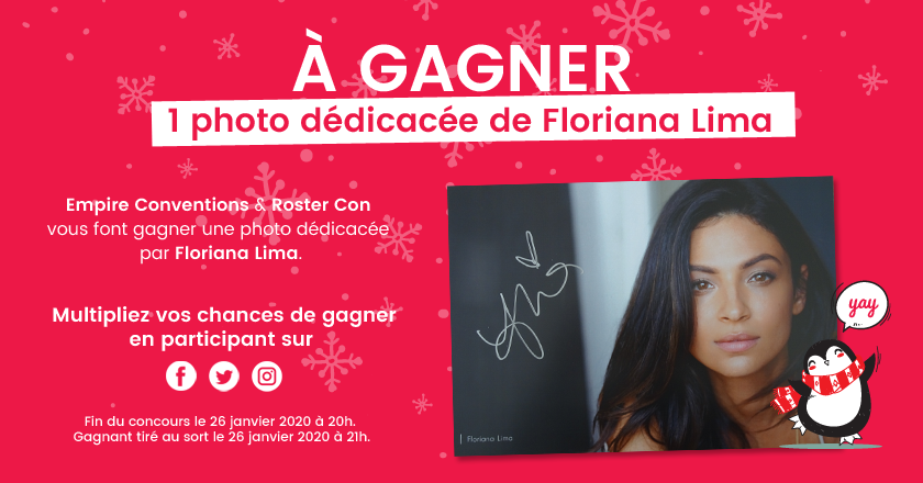 RosterCon's tweet photo. [CONCOURS]
Tentez de remporter une photo dédicacée de #FlorianaLima sur nos réseaux sociaux.
Pour participer sur Twitter :
- Suivre @EmpireConv et @RosterCon
- RT ce tweet
> Les concours : https://t.co/KxiXLhcRTi https://t.co/S33GOi2eDJ