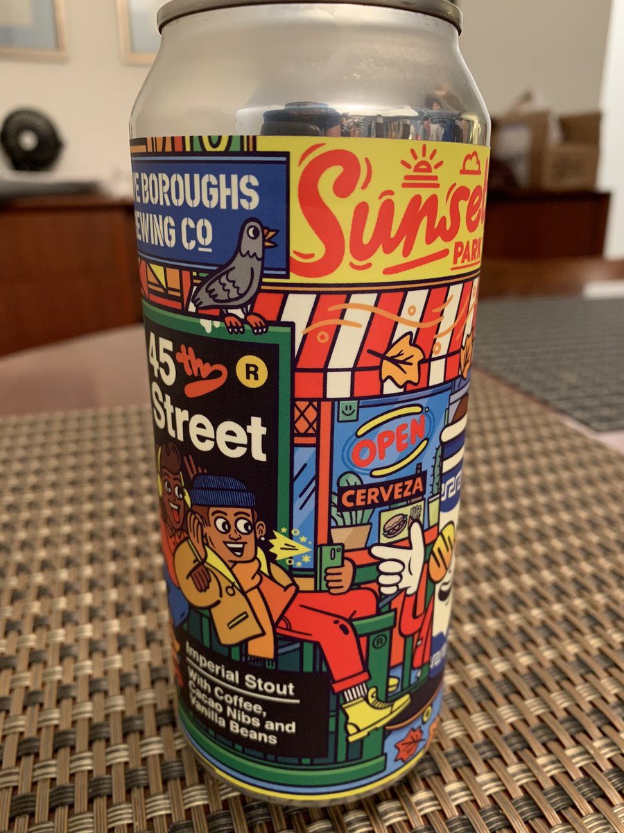 Enjoying a 45th Street imperial stout from <a href="/fiveboroughs/">Five Boroughs Brewing Co.</a>, made with <a href="/IrvingFarm/">Irving Farm New York</a> coffee, cocoa nibs, and vanilla, and representing our beloved Sunset Park. Next time you join our Brooklyn Army Terminal tour, make the short walk over to Five Boroughs brewery and tap room.