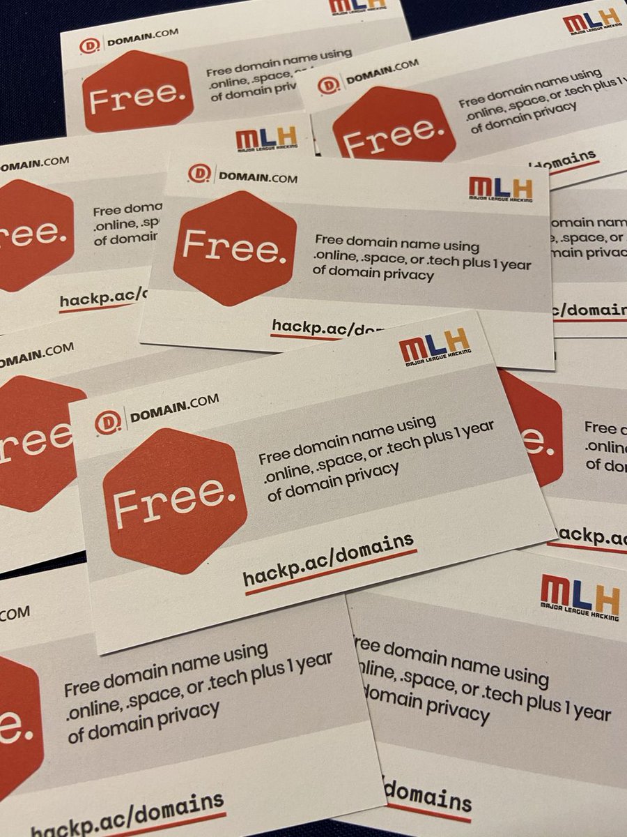 MLHacks's tweet photo. Every weekend @Domaindotcom provides hackers with a FREE domain name for a year. I know the hackers at #rosehack2020 really appreciated this perk this weekend! https://t.co/7m3FiZ0Mk5