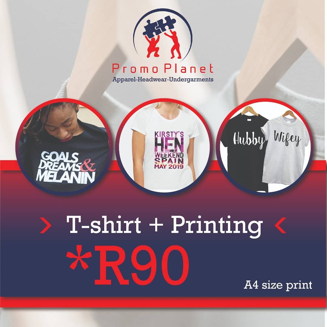 promoplanetsa's tweet photo. Special alert❗❗❗❗ T-shirt X printing at R90. 00
Vinyl print only. 
Golf t-shirt X embroidery R100
Excluding Digitizing.

You can visit our store in Pretoria central 386 Johannes Ramokhoase street
Or contact us on whatsapp 082 417 2135

#Januaryspecial
#rebrandableitems https://t.co/XJ8jOj2XC2