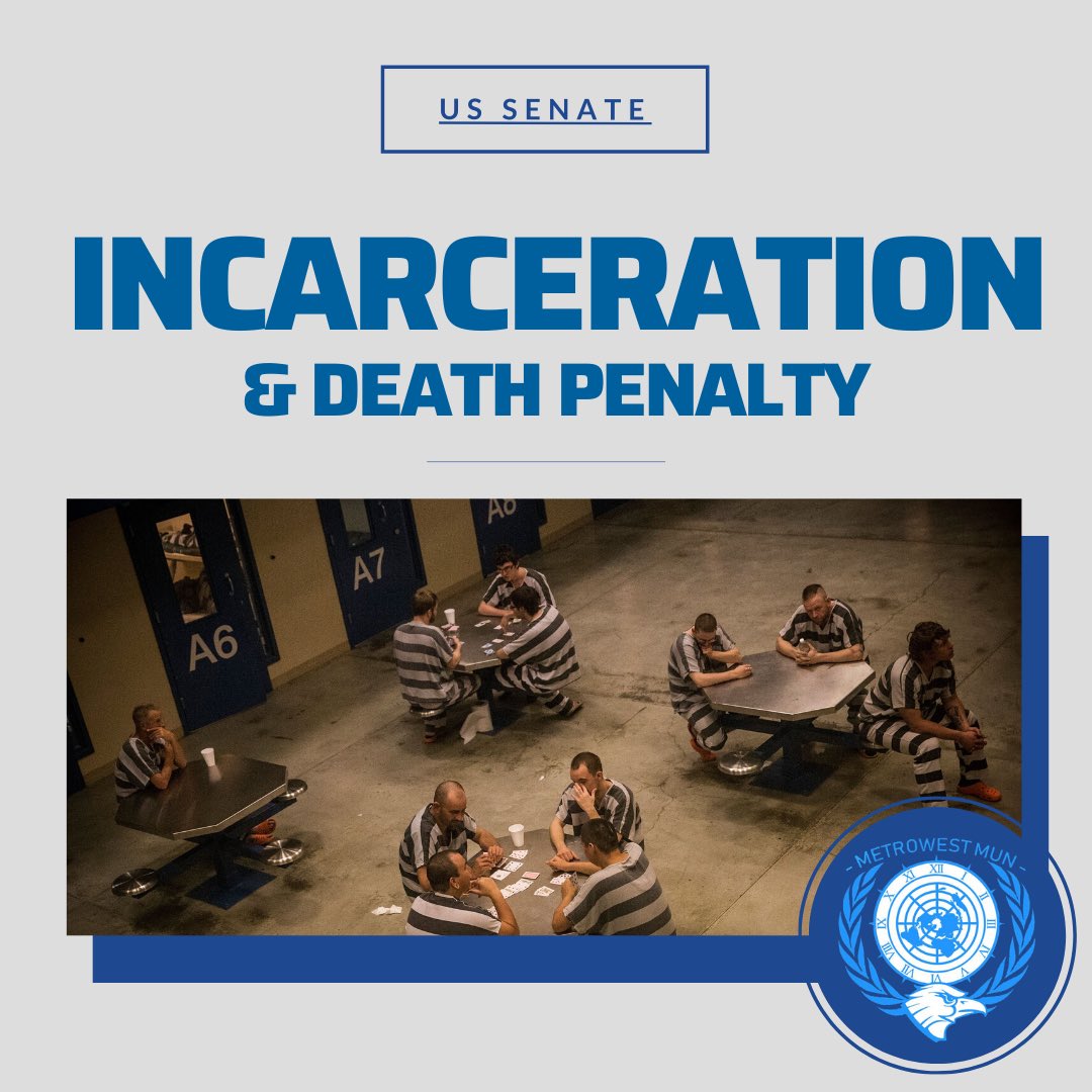 metrowestmun's tweet image. ‼️US Senate Topic‼️
This committee will cover the various roots that root in the Am. incarceration and justice systm. Dels. will be arguing their state’s pts relating to Am. Incarceration on a variety of topics including drugs, race relations, recidivism, and the death penalty.