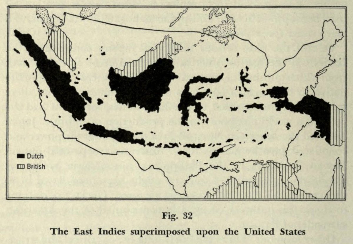 12. The East Indies superimposed upon the United States.  https://archive.org/details/humangeographyin00rennrich/page/106