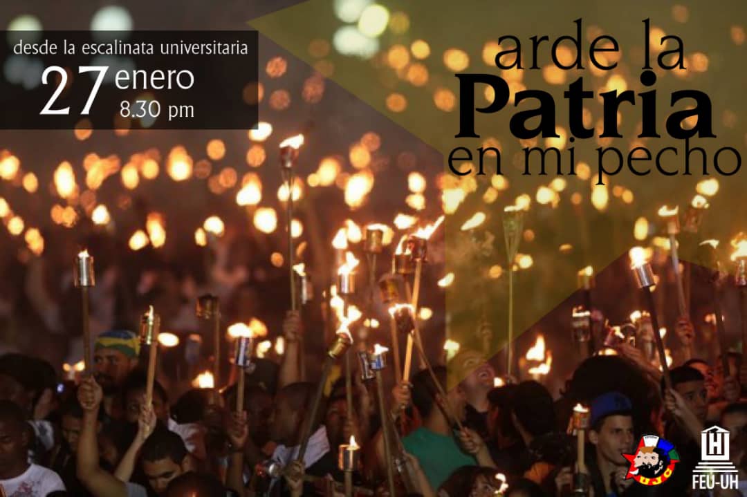 📢| Convocamos a todos los estudiantes de la #FeuUH a participar en la marcha conmemorativa por el aniversario 167 del natalicio de #JoseMartí.
¡Que la primera antorcha🔥 se nos encienda en el pecho❤️!
.
.
.
<a href="/feuuhcuba/">FEU Universidad de la Habana</a> <a href="/fcomUH/">Fac. Comunicación UH</a> <a href="/quimica_uh/">FacultadQuimicaUH</a>  <a href="/FArtesyletras/">FAyL_Artes y Letras</a> <a href="/FeuCuba/">FEU de Cuba</a> <a href="/feu_uci/">FEU_UCI</a>