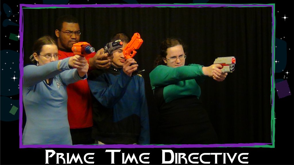 PlayerPatchwork's tweet photo. We're exploring the world of our sci-fi parody plays this weekend - the Patchwork Multiverse of Time &amp; Space!

The Prime Time Directive prohibits the Stellar Federalist Union of the Stars from cultural interference...except during 7- 11pm when extremely exciting &amp; a ratings boom! https://t.co/Bp0uFP2zEU