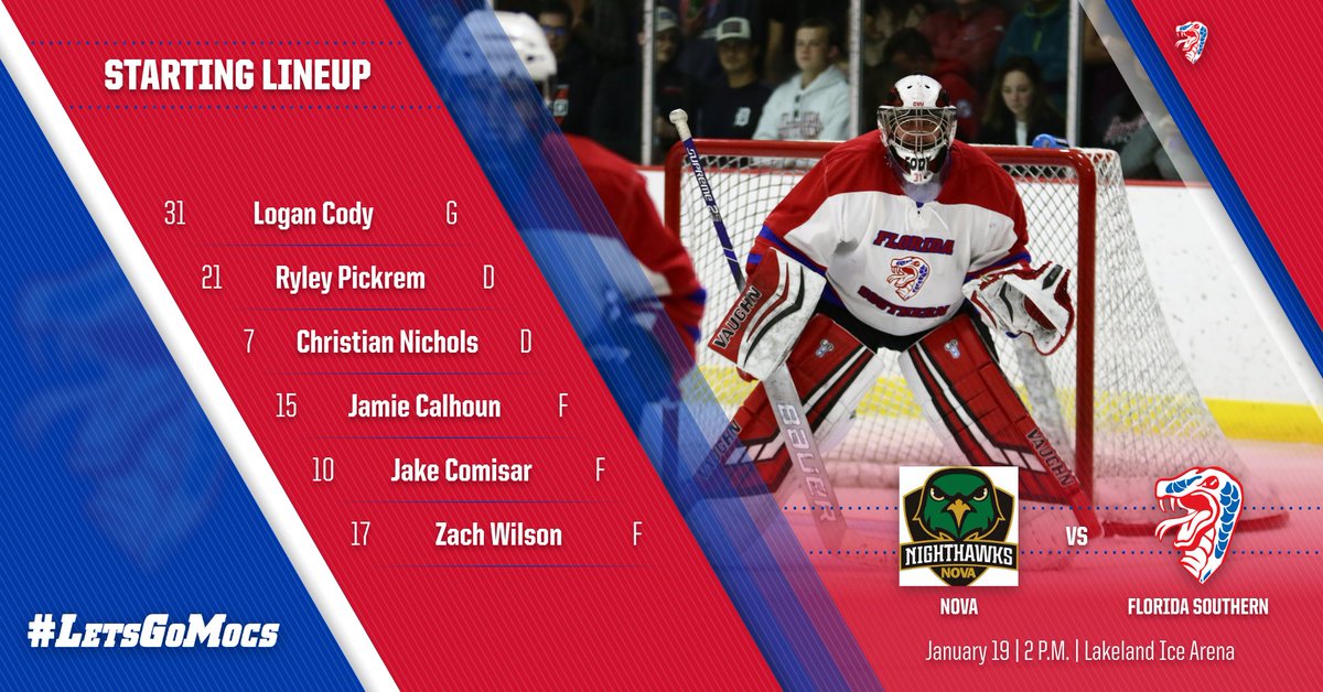 Here is your starting lineup as the Mocs are back in action to take on the NOVA Nighthawks at 2 P.M on home ice of the Lakeland Ice Arena. #LetsGoMocs #StrikeFear #LakelandIceArena #BauerHockey #AdidasHockey