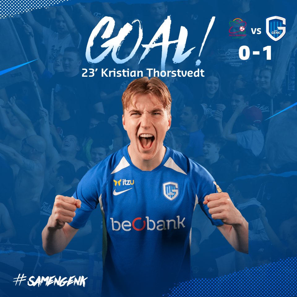 KRCGenkofficial's tweet photo. Een doelpunt maken bij je debuut? Dat doe je zo! Met links, hard en onhoudbaar! FORZA KRISTIAN! 💪💪⚪️🔵 #samengenk #zwagnk #samengenk https://t.co/QNLwnDlZoF