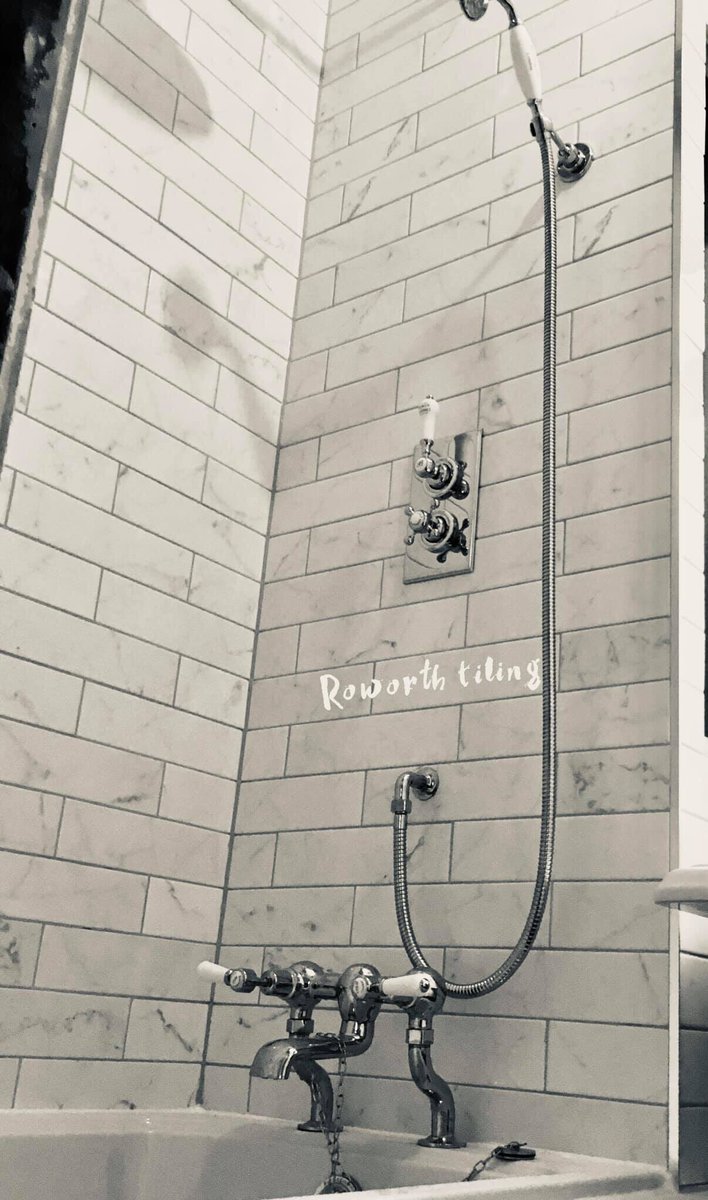 ytctiles's tweet image. We love this traditional style bathroom. Featuring Carrara brick tiles &amp;amp; Viscount for the chevron floor - great job @NeilRoworth!