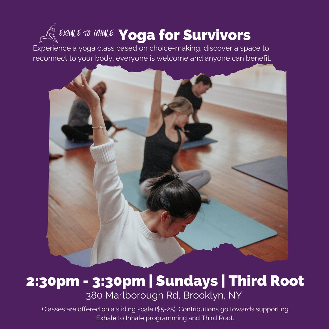 thirdrootclinic's tweet photo. Yoga for Survivors with Megan Presad @exhale2inhale #SelfCareSunday #traumainformedhealing https://t.co/l7w5J9QSOU